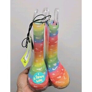 Western Chief Toddler Lighted Heart Waves Girls Rain Boots Multicolor Size 7